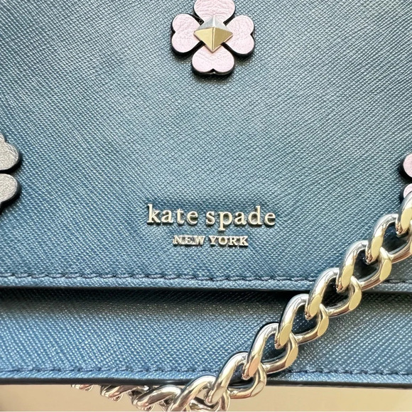 Kate Spade Cameron Flower Appliqué Blue Convertible Crossbody Bag - Picture 4 of 16